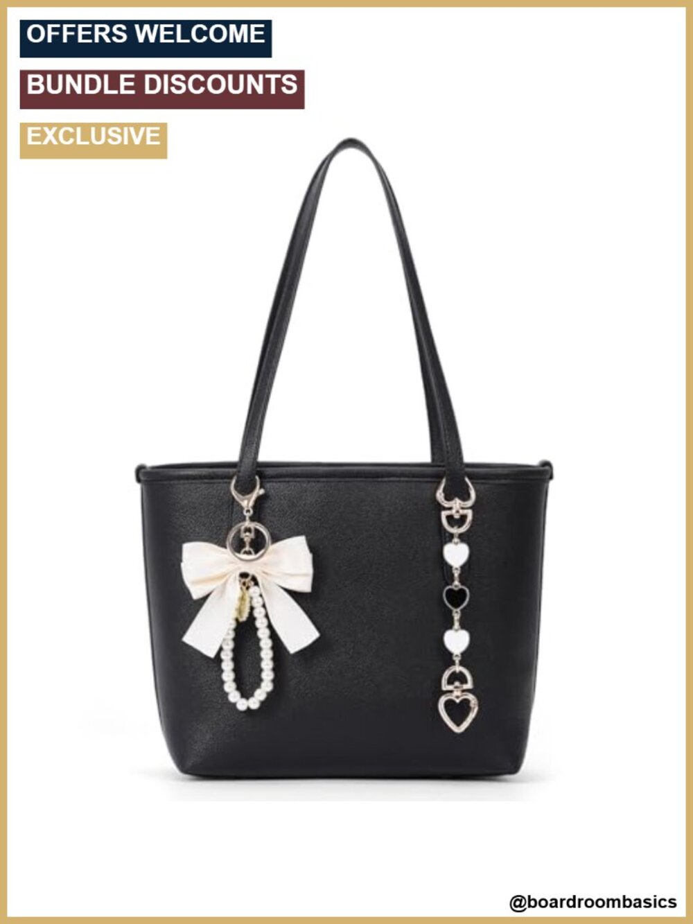 Small Vegan Leather Tote Bag City Tote Work College Shoulder Bag